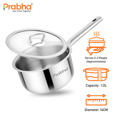 Elante Triply Saucepan With Glass Lid