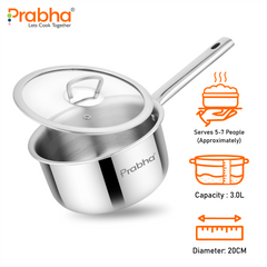 Elante Triply Saucepan With Glass Lid