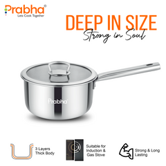 Elante Triply Saucepan With Glass Lid
