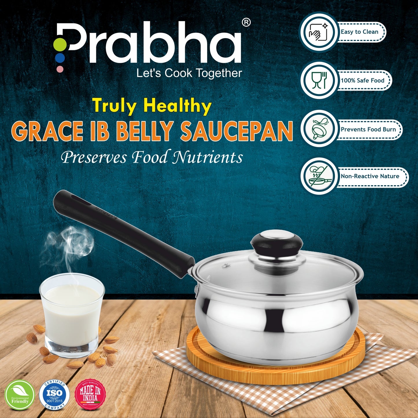Grace IB Belly Sauce Pan with Lid - Prabha