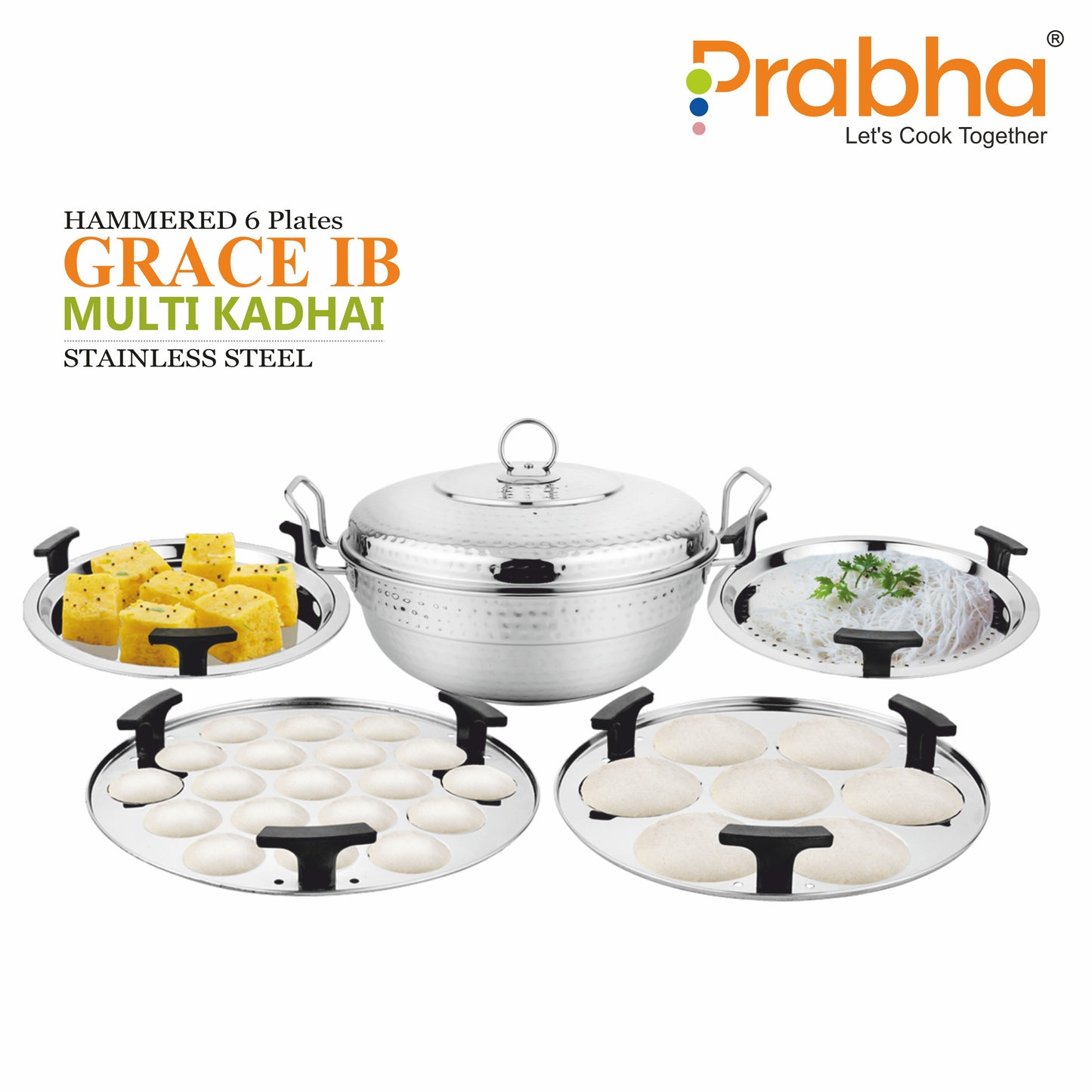 Grace Ib Multi Kadhai Hammered with 6 Plates - Prabha