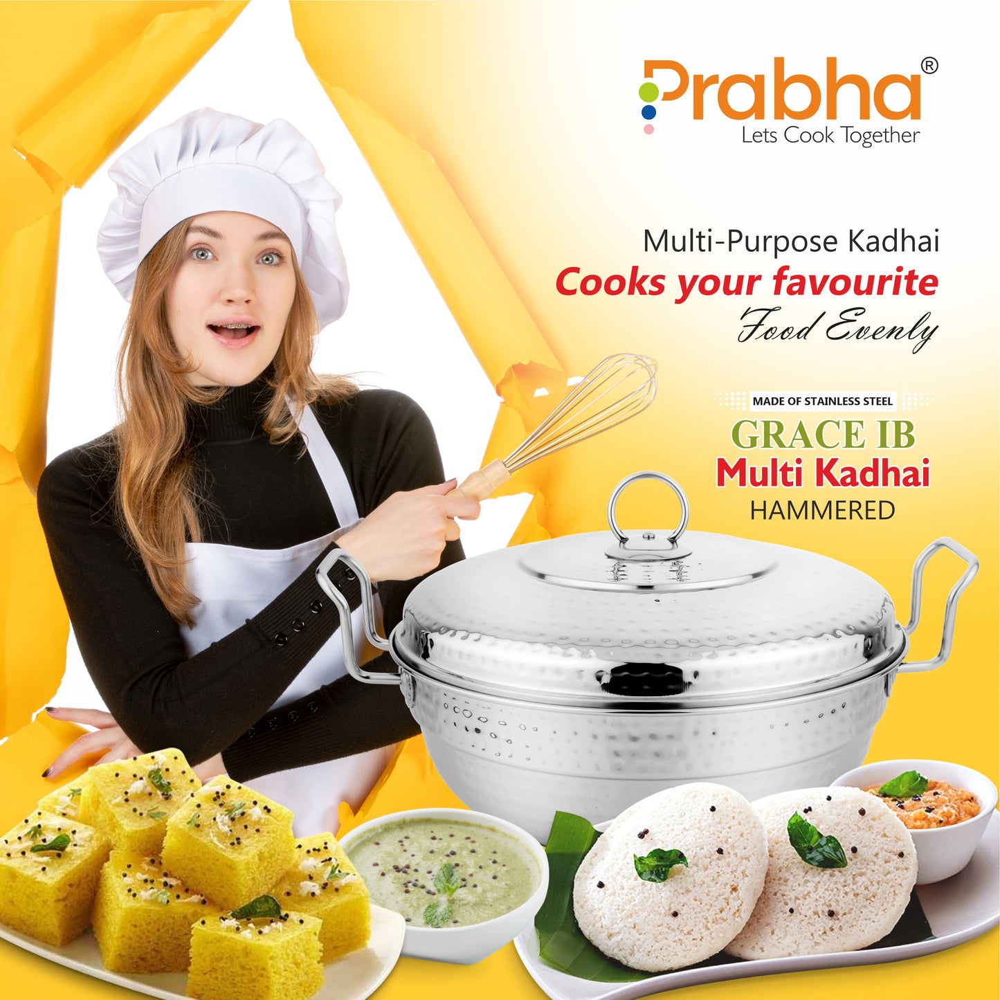 Grace Ib Multi Kadhai Hammered with 6 Plates - Prabha