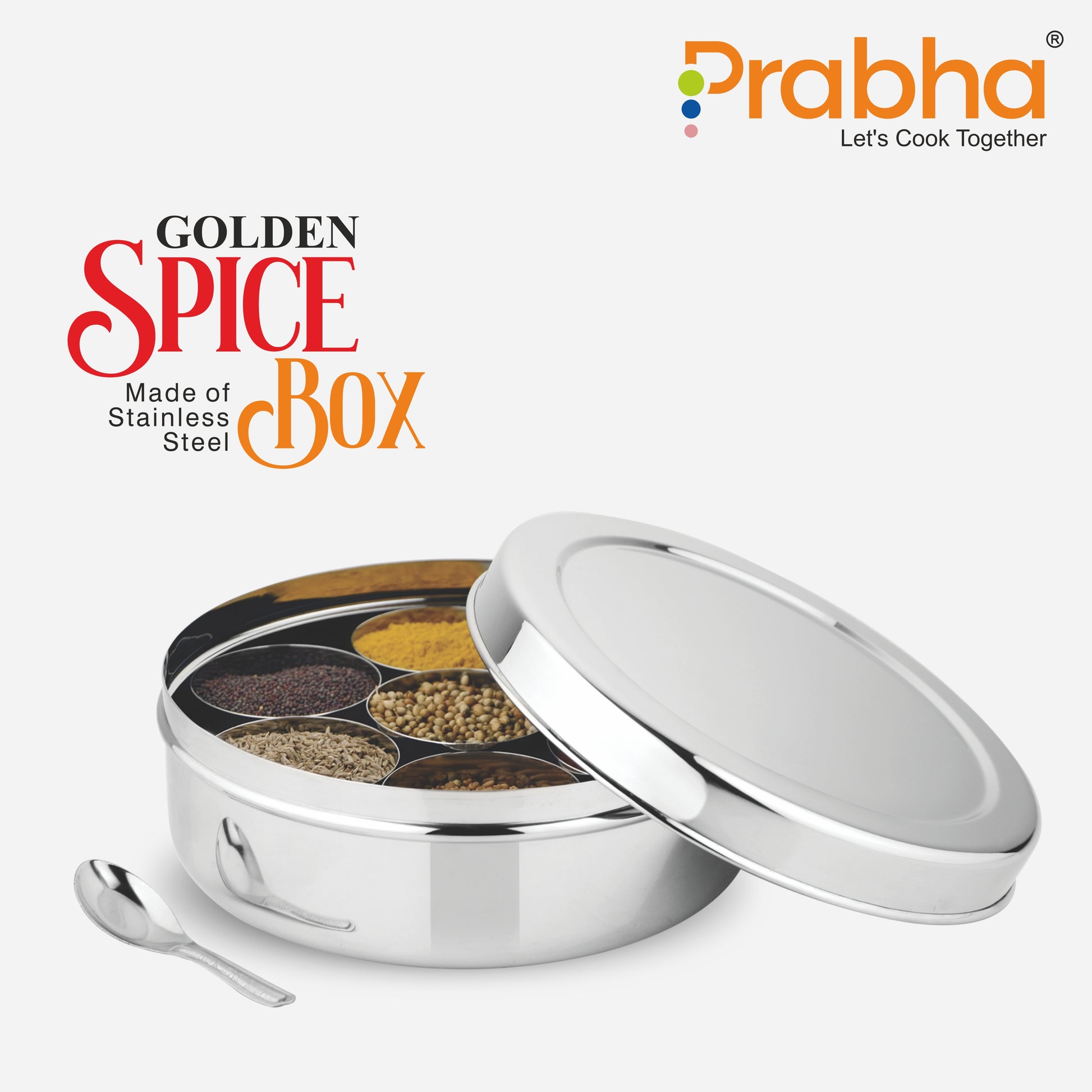 Stainless Steel Golden Spice Box - Best for Home & Kitchen - Prabha