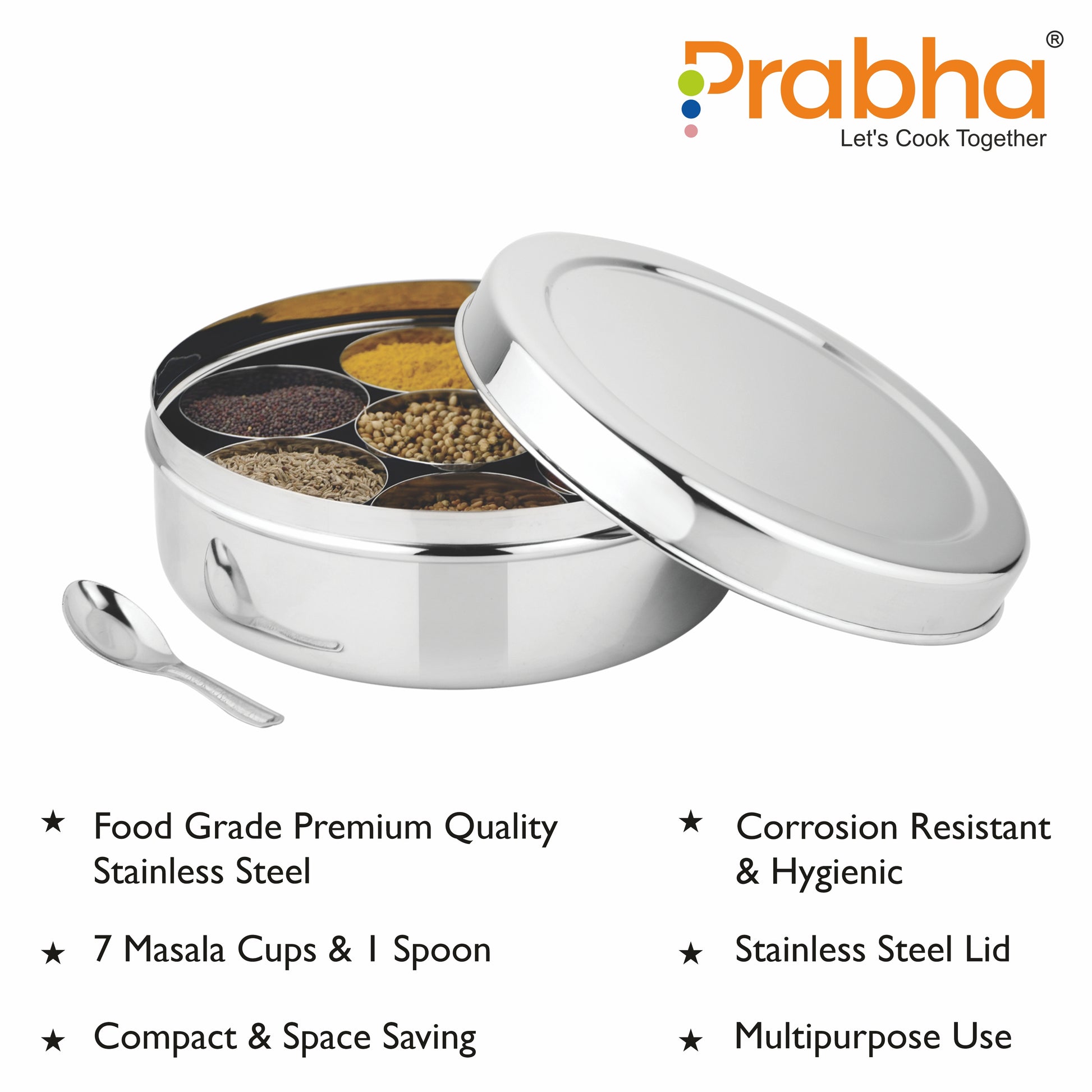 Stainless Steel Golden Spice Box - Best for Home & Kitchen - Prabha