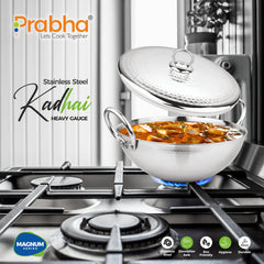 Magnum Capsule Bottom Hammered Kadhai With Lid