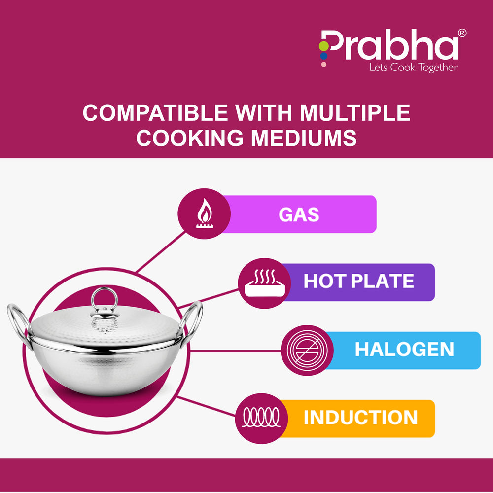 Magnum Capsule Bottom Hammered Kadhai With Lid