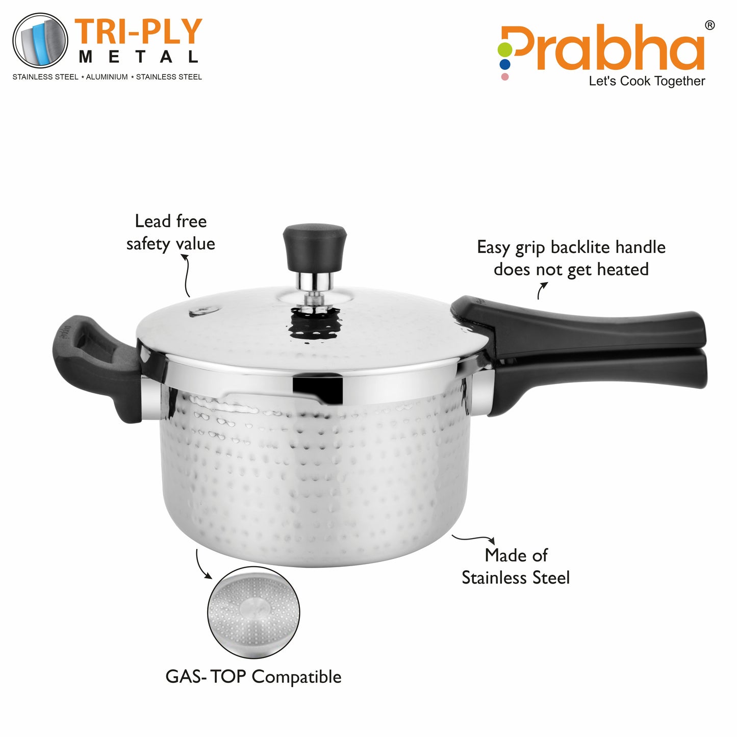 Triply Whizz Pressure Cooker Hammered