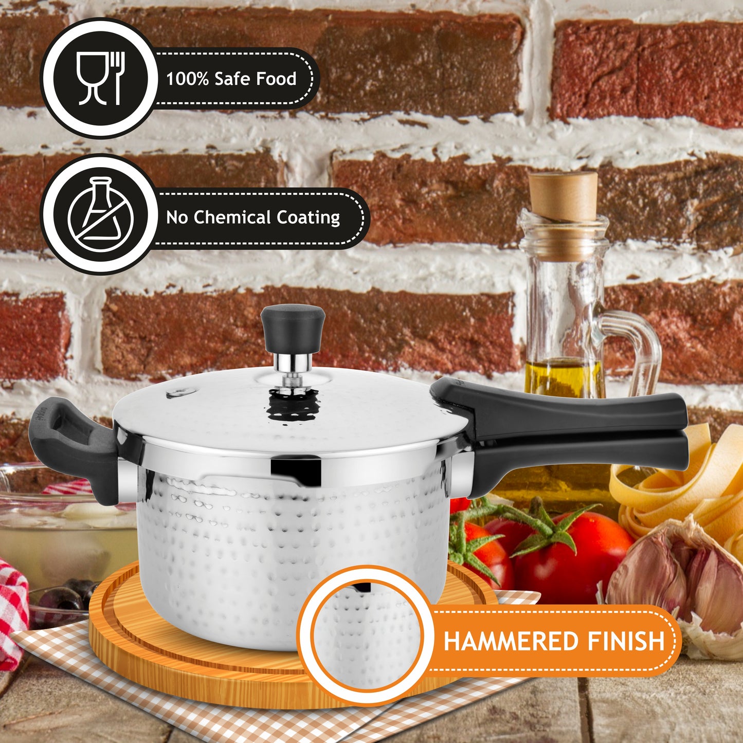 Triply Whizz Pressure Cooker Hammered