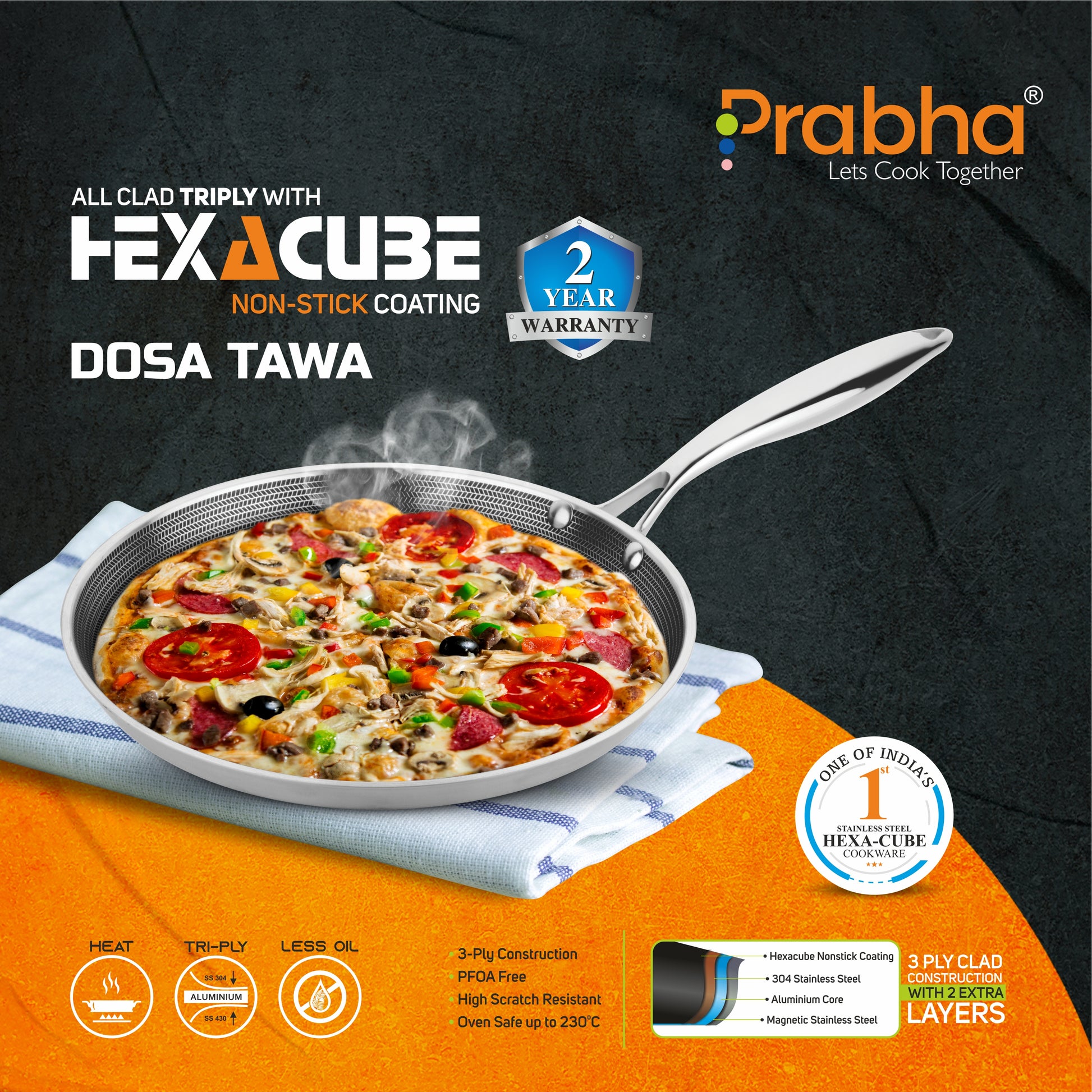 Triply Hexa Cube Dosa Tawa - Prabha