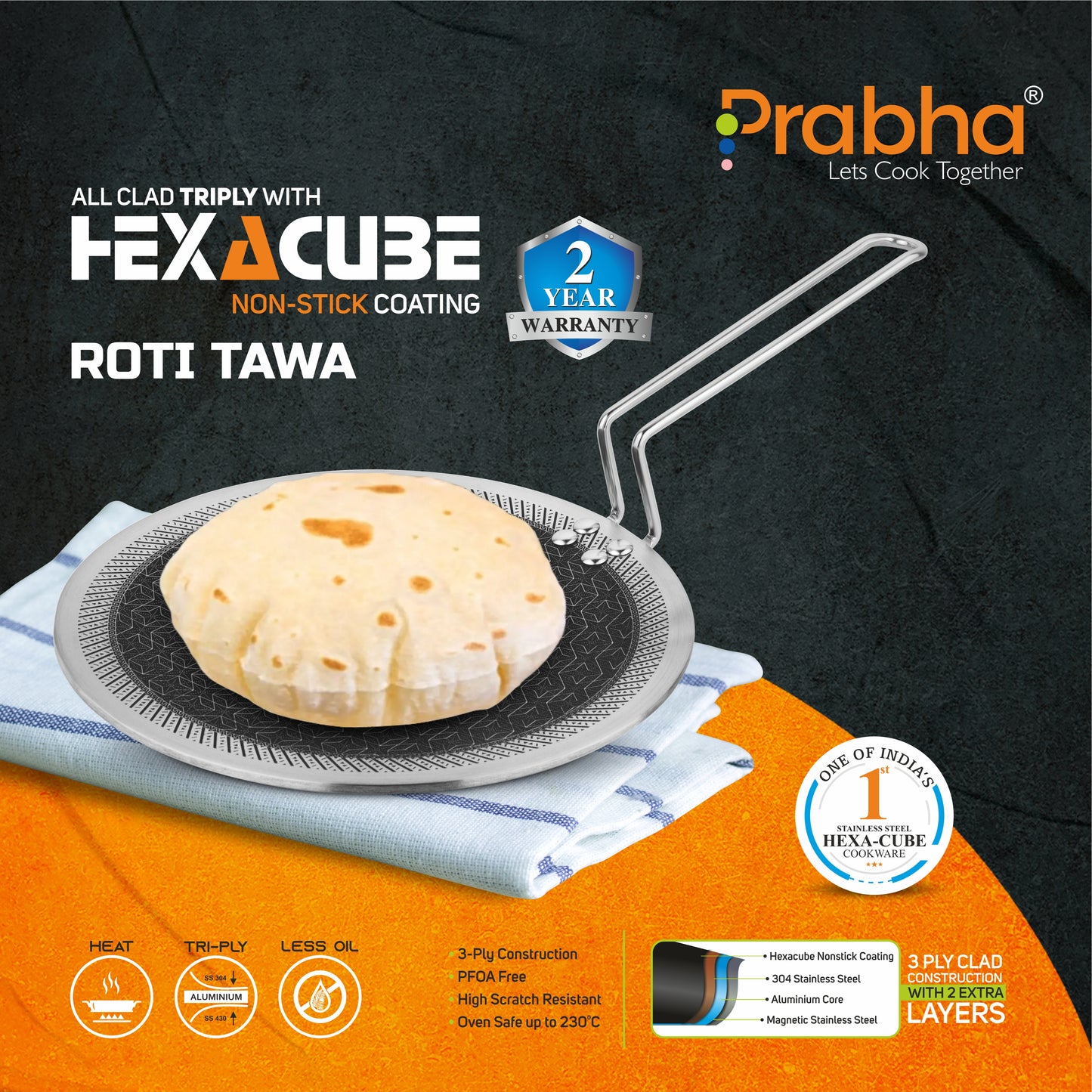 Triply Hexa Cube Roti Tawa - Prabha