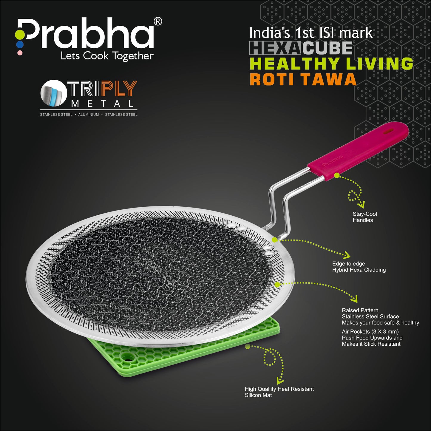 Triply Hexa Cube Plus Roti Tawa