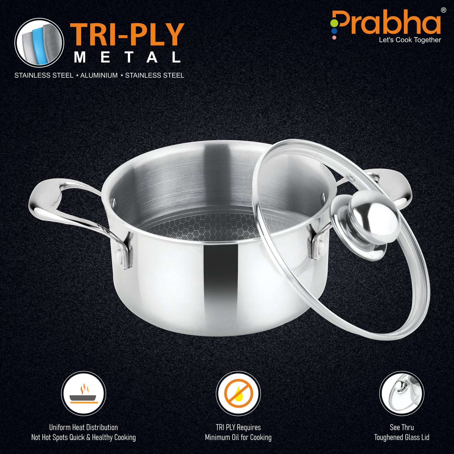 Triply Hexa Cube Casserole With Lid