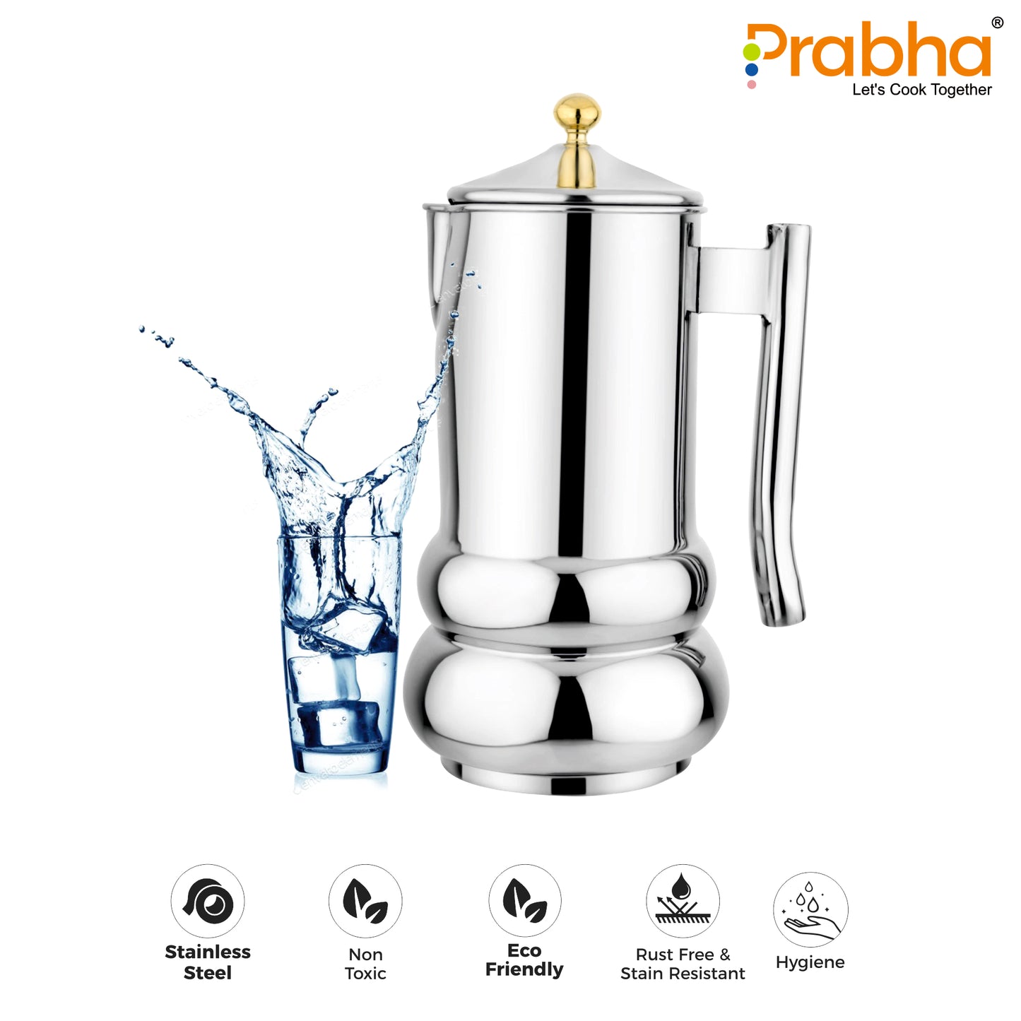 Preimium Stainless Steel Imperia Water Jug, 2000ml - Ideal for Beverages & Serving