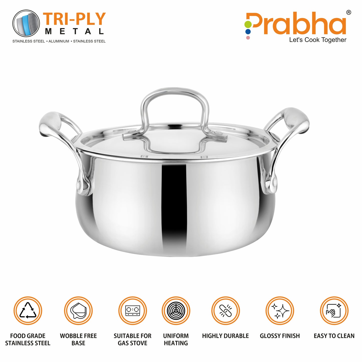 Prima Triply Kalash Casserole With Lid