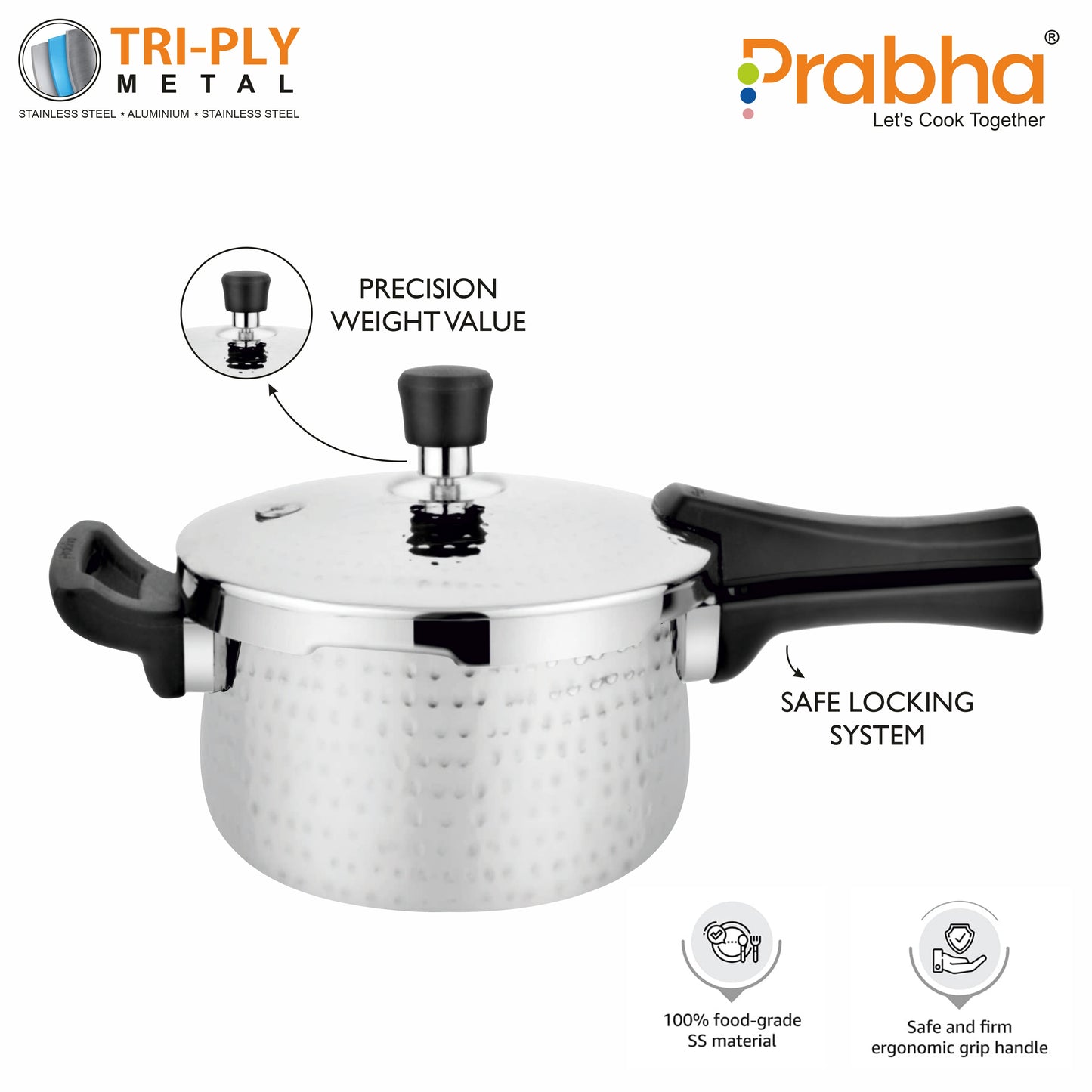 Triply Kalash Pressure Cooker Hammered