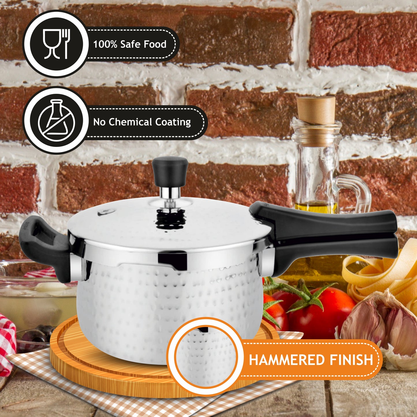 Triply Kalash Pressure Cooker Hammered