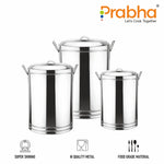 Load image into Gallery viewer, Stainless Steel Kunda Pawali Set of 3 (14&quot;, 16&quot; 18&quot;) Storage Solution for Cereals
