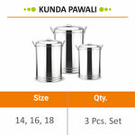Load image into Gallery viewer, Stainless Steel Kunda Pawali Set of 3 (14&quot;, 16&quot; 18&quot;) Storage Solution for Cereals
