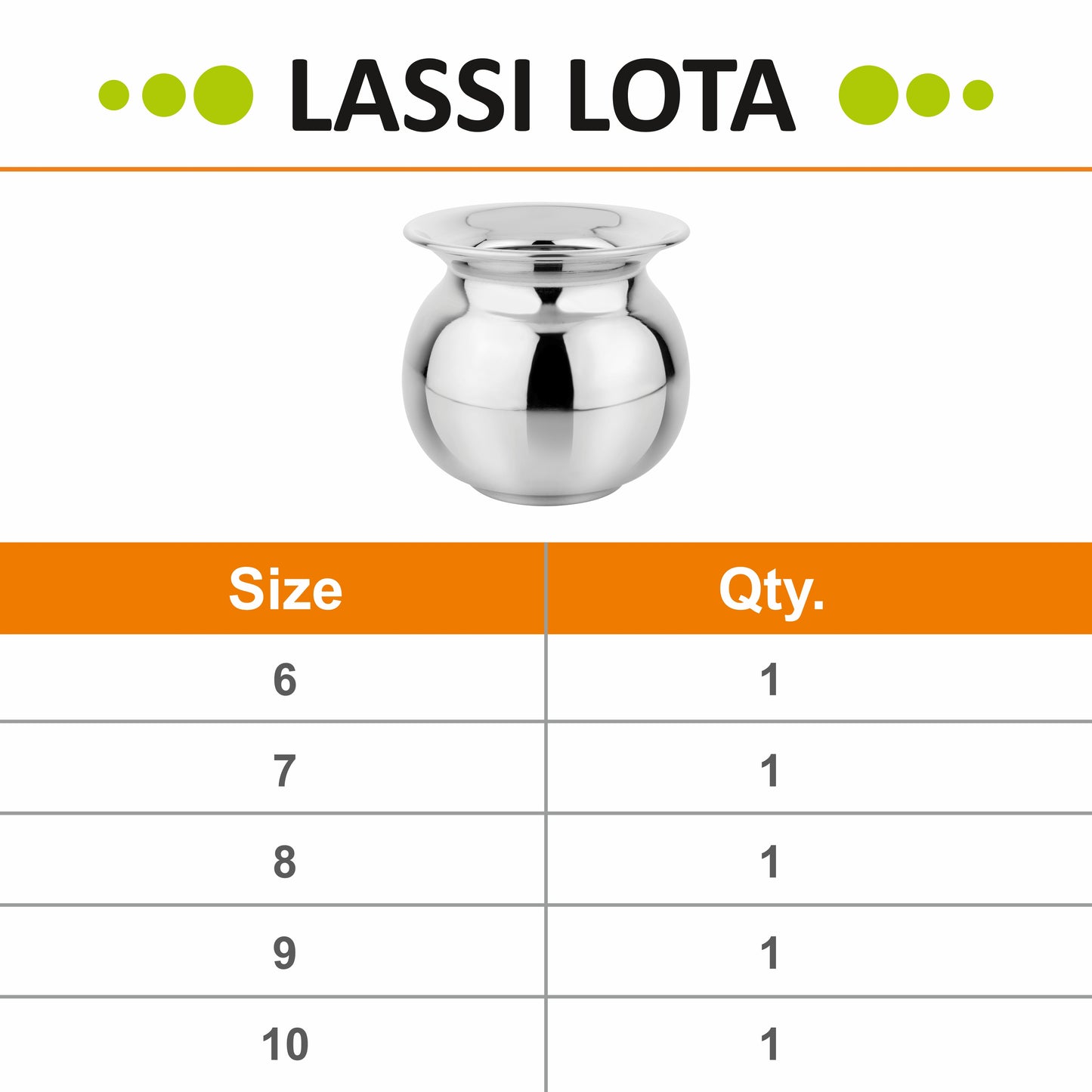 Stainless Steel Lassi Lota - Ideal for Home & Kitchen, Rust-Free Elegance - Prabha