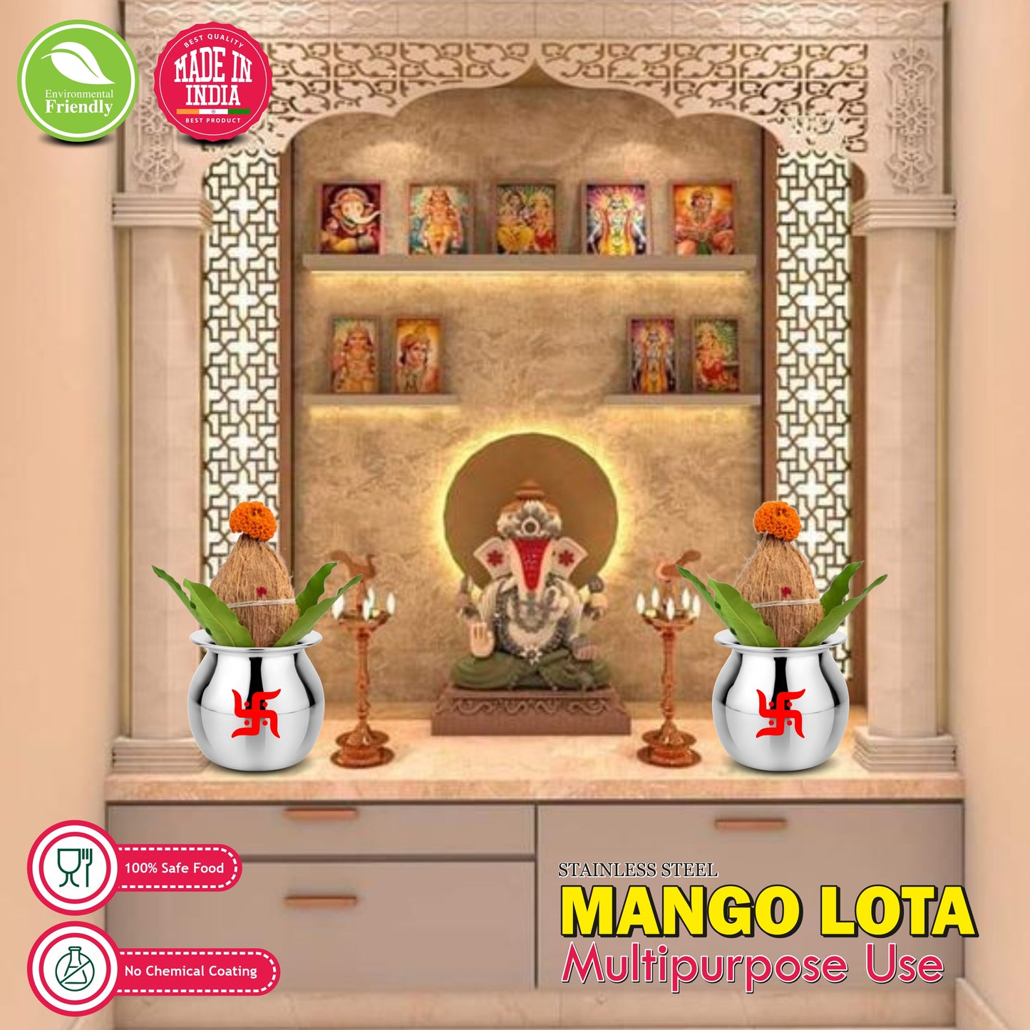 Stainless Steel Mango Lota - 350 ML - Prabha