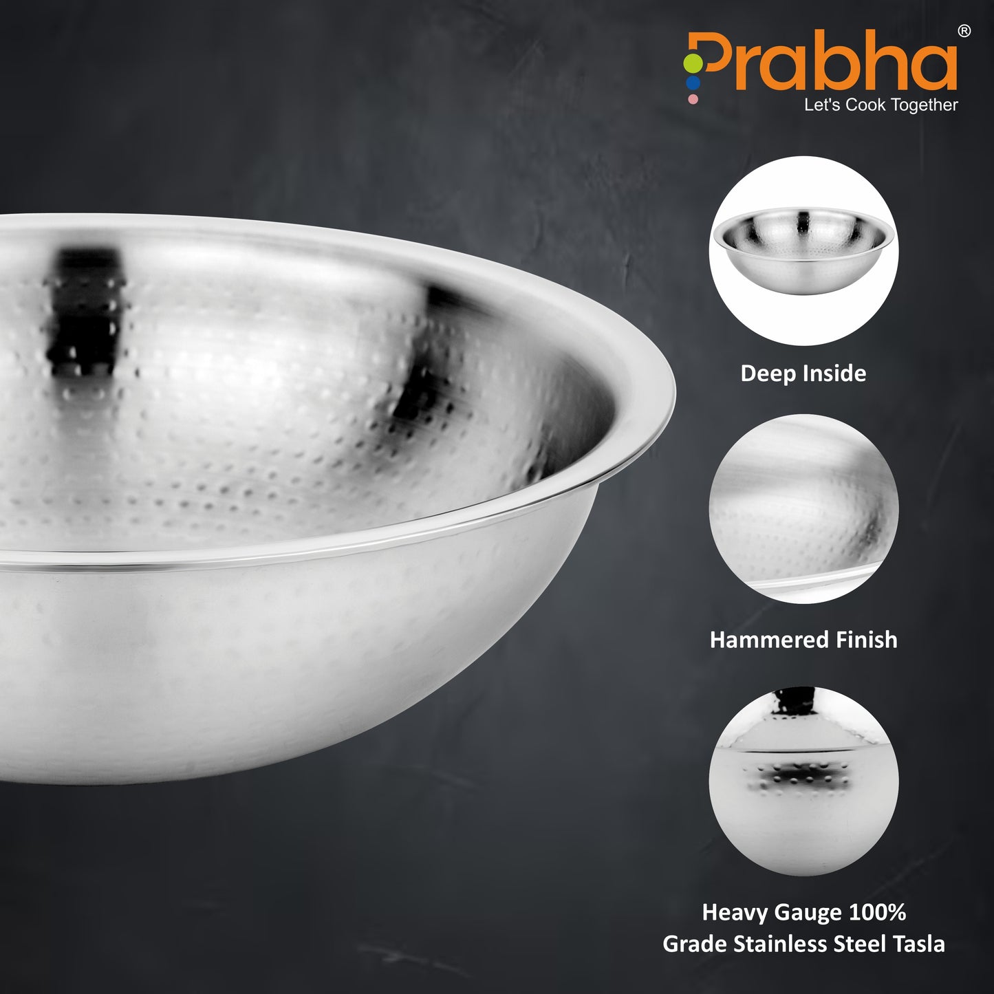 Magnum Flat Bottom Hammered Tasla Without Lid