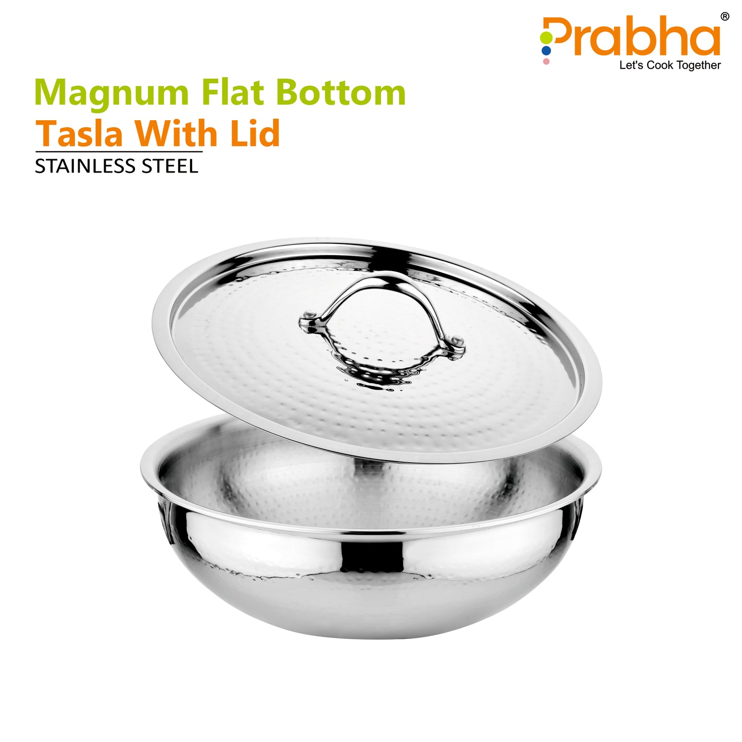 Magnum Flat Bottom Hammered Tasla With Lid
