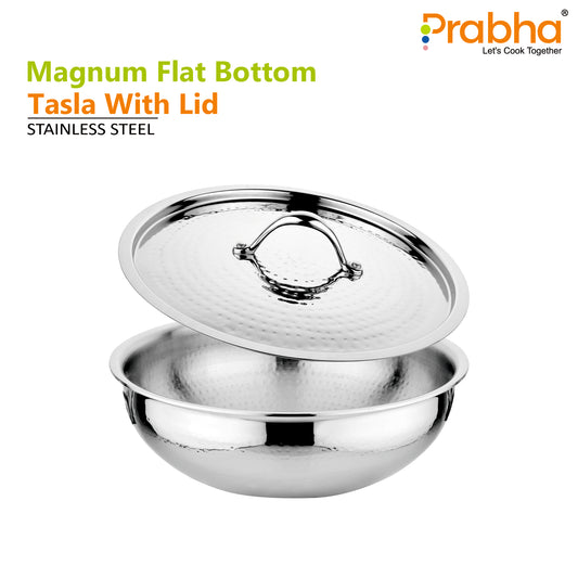 Magnum Flat Bottom Hammered Tasla With Lid