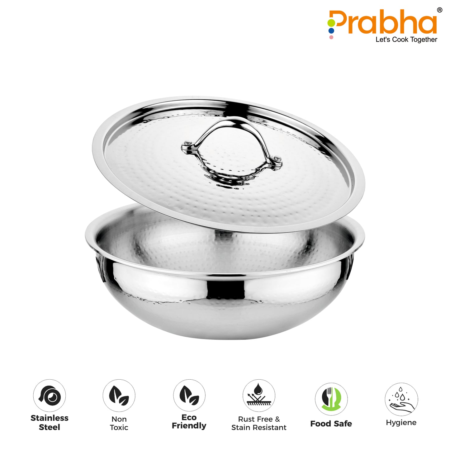 Magnum Flat Bottom Hammered Tasla With Lid