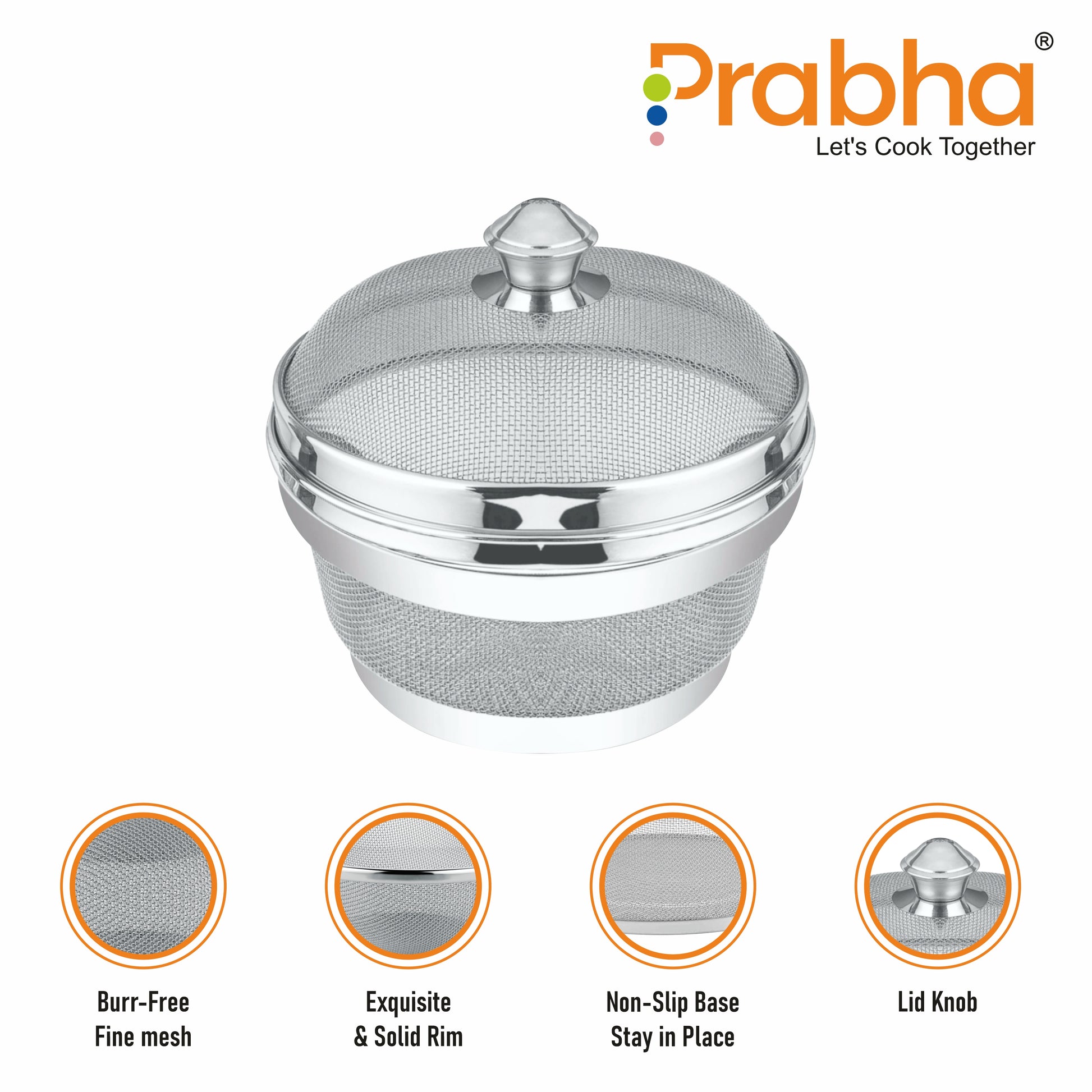 Stainless Steel Multipurpose Basket with Lid for Vegetable & Fruit - Prabha
