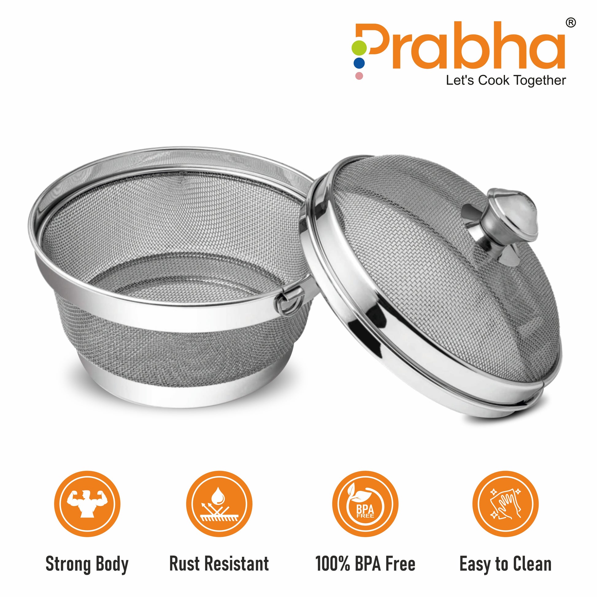 Stainless Steel Multipurpose Basket with Lid for Vegetable & Fruit - Prabha