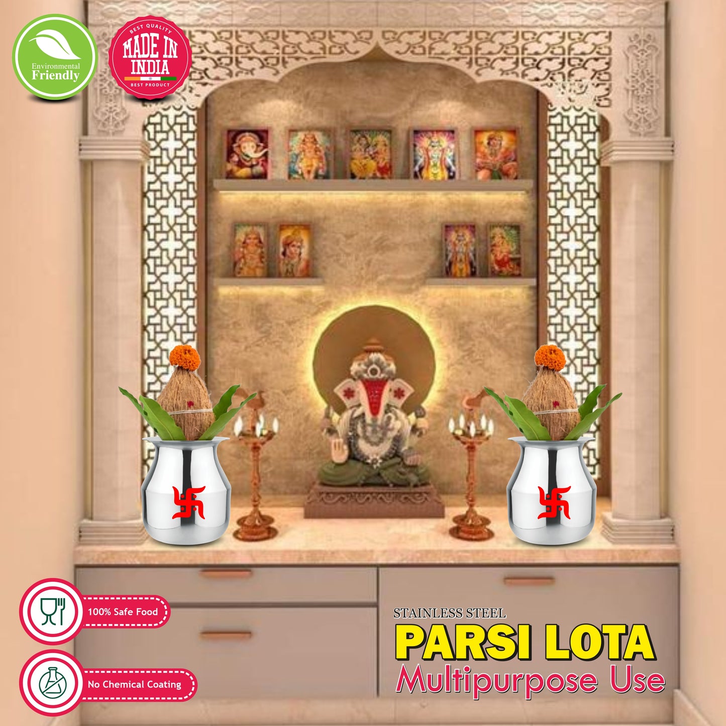 Stainless Steel Long Neck Parsi Lota - Prabha