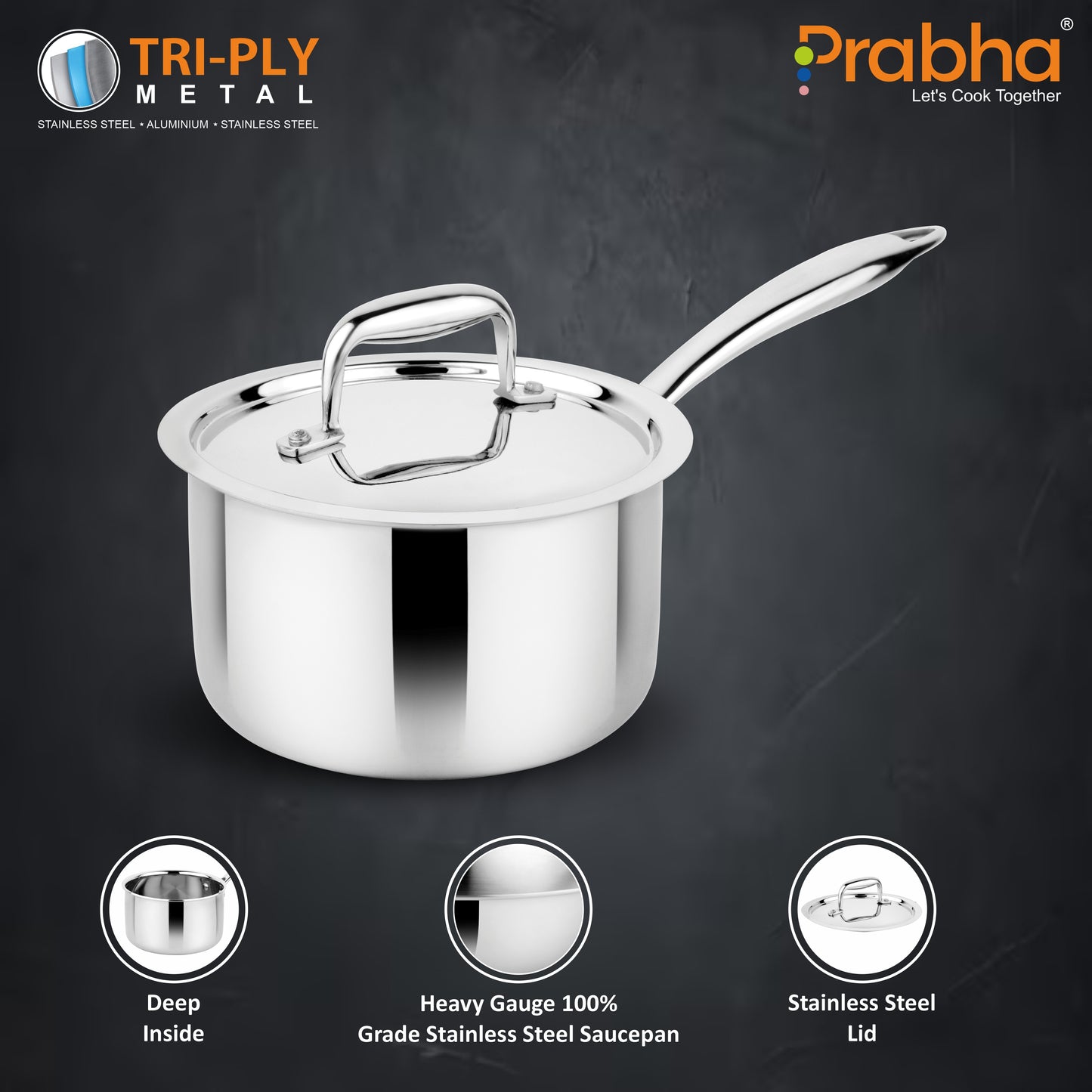Prima Triply Saucepan With Lid