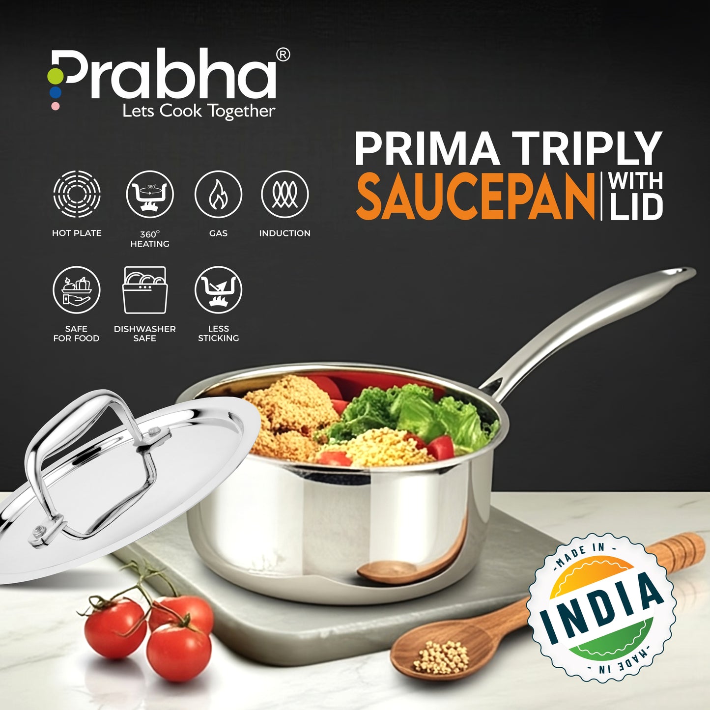 Prima Triply Saucepan With Lid