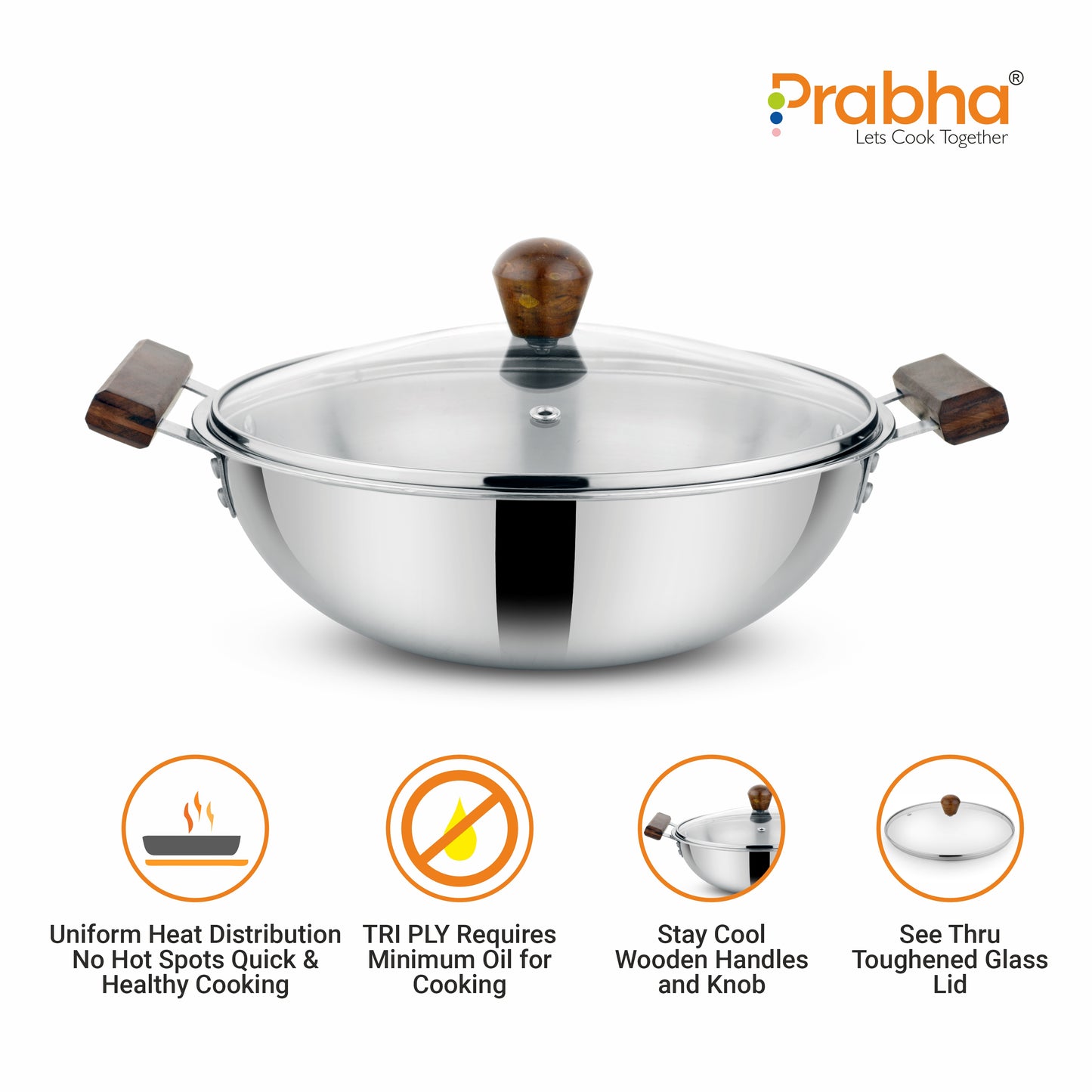 Prochef Deep Kadhai With Lid