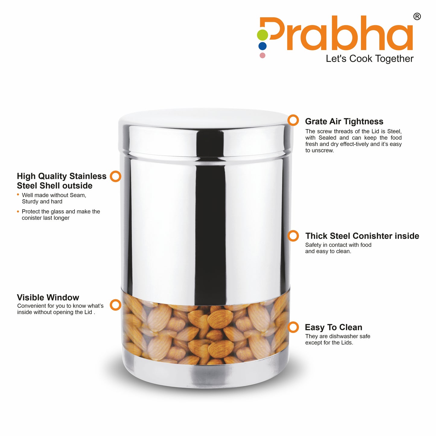 Stainless Steel Picasso Canister - Best for Kitchen Storage - Prabha