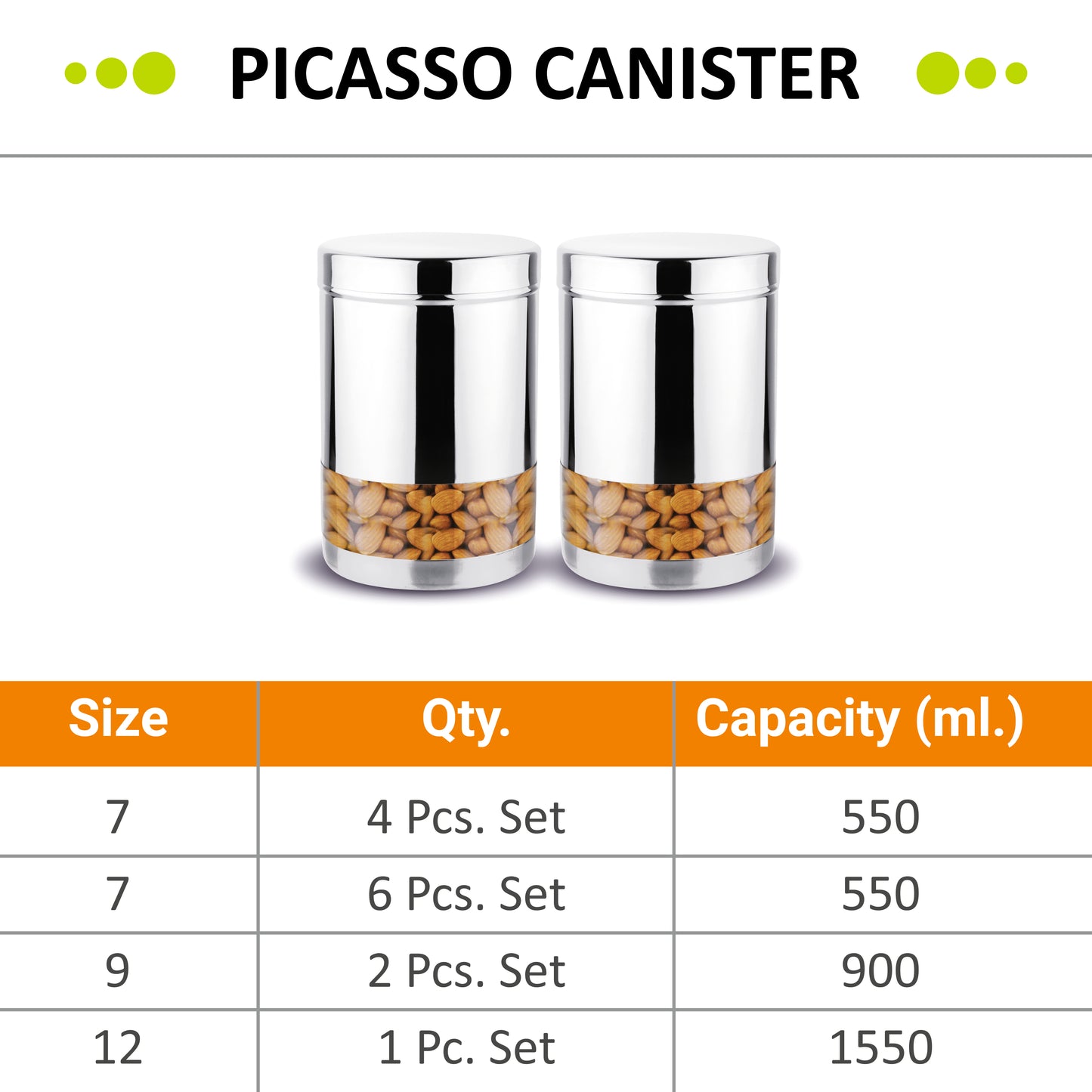Stainless Steel Picasso Canister - Best for Kitchen Storage - Prabha