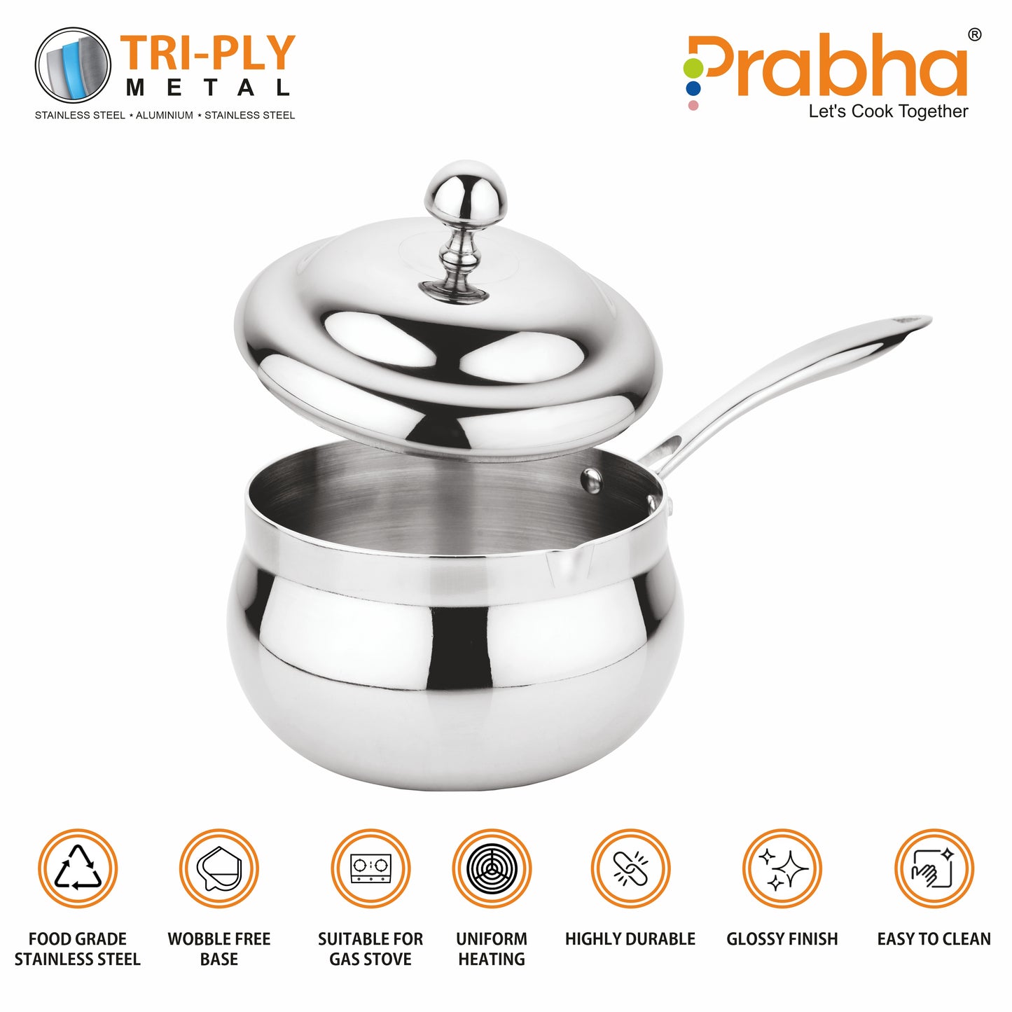 Triply Belly Saucepan With Lid