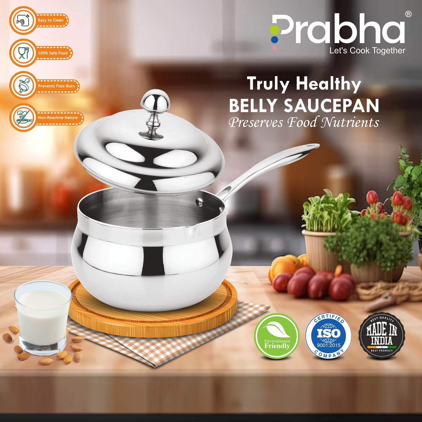 Triply Belly Saucepan With Lid