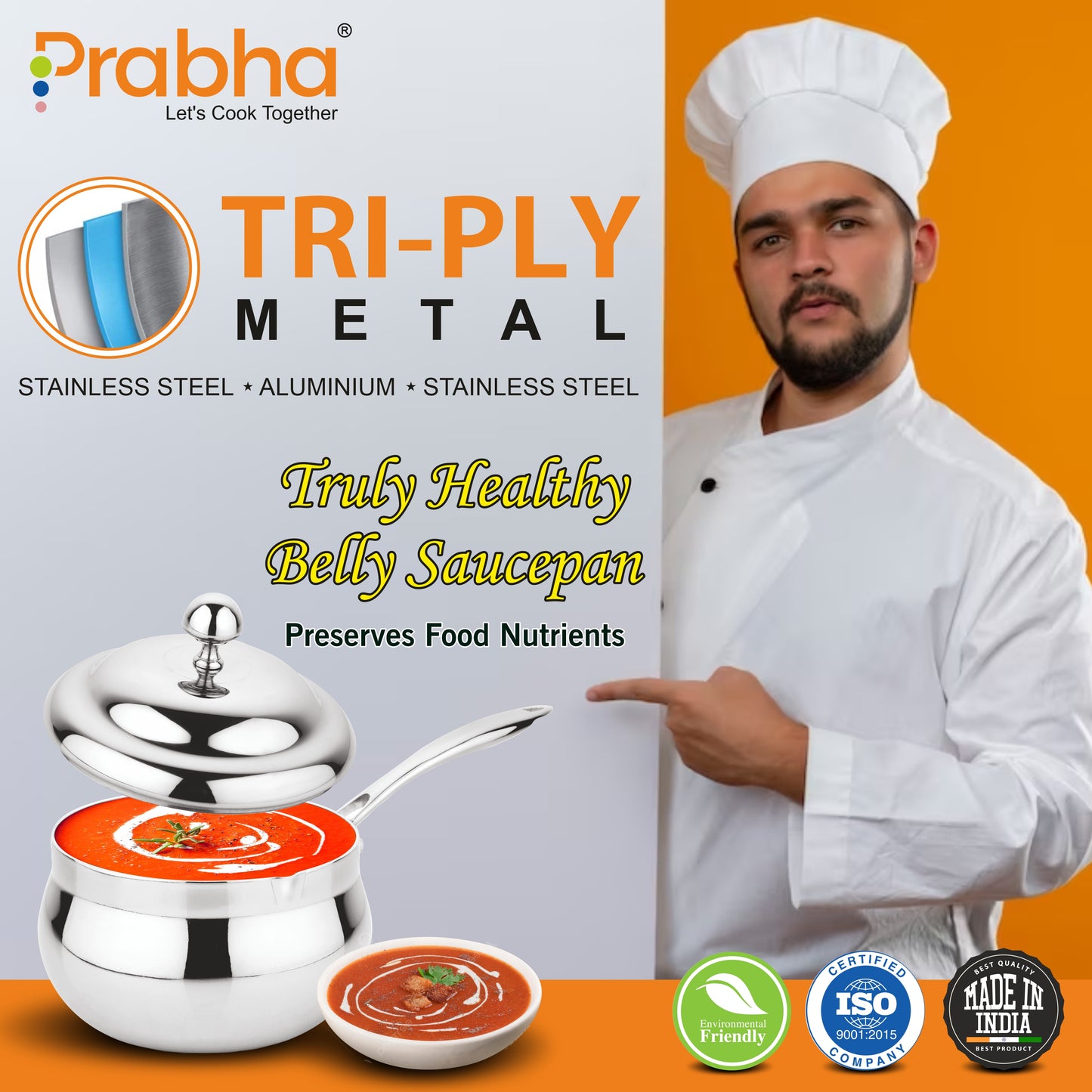 Triply Belly Saucepan With Lid