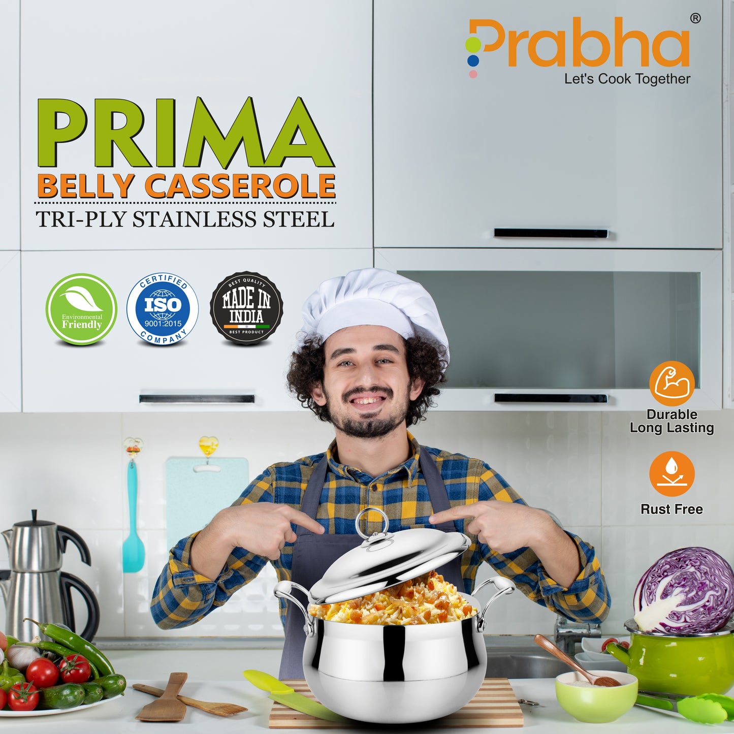 Prima Triply Belly Casserole With Lid