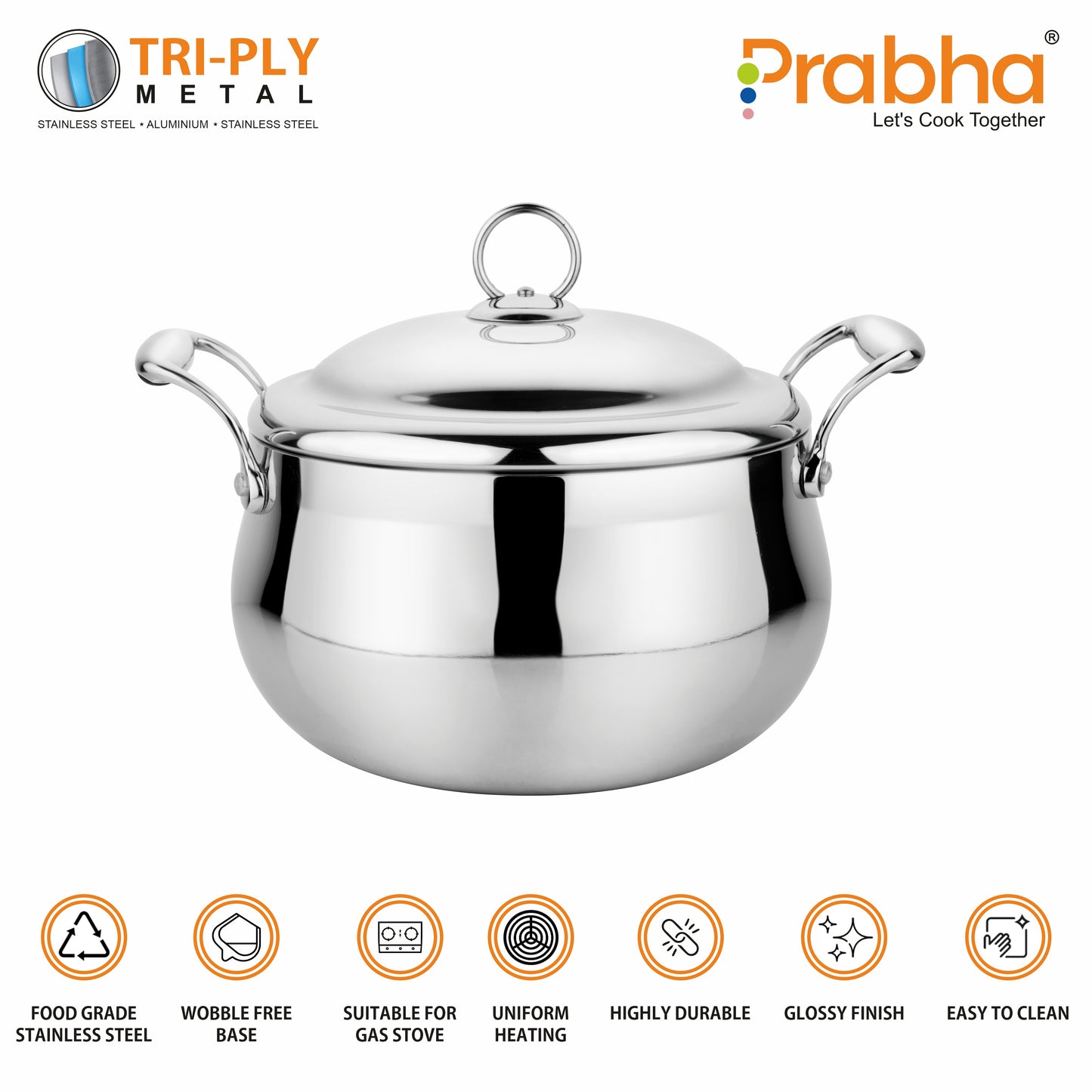 Prima Triply Belly Casserole With Lid