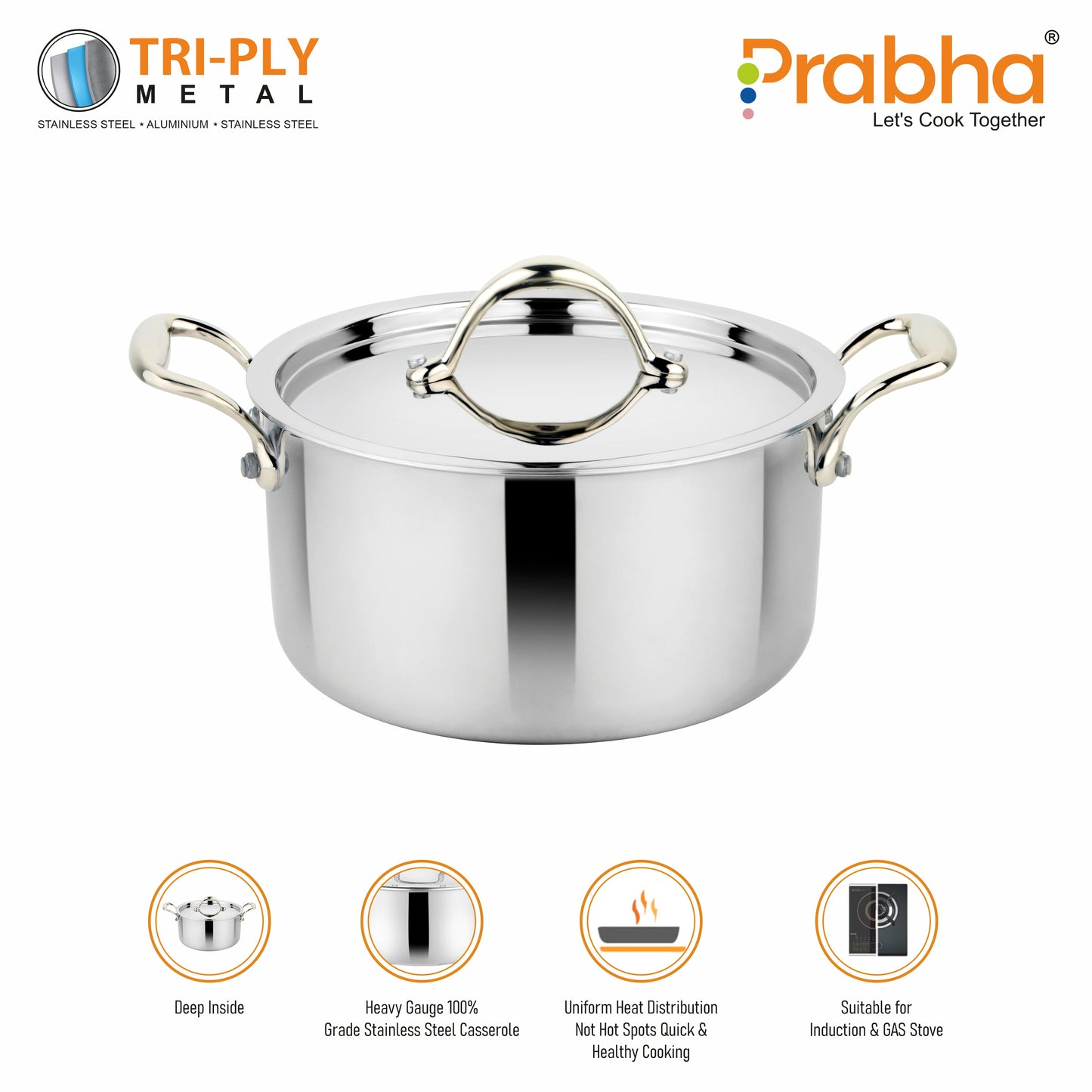 Prima Triply Casserole With Lid