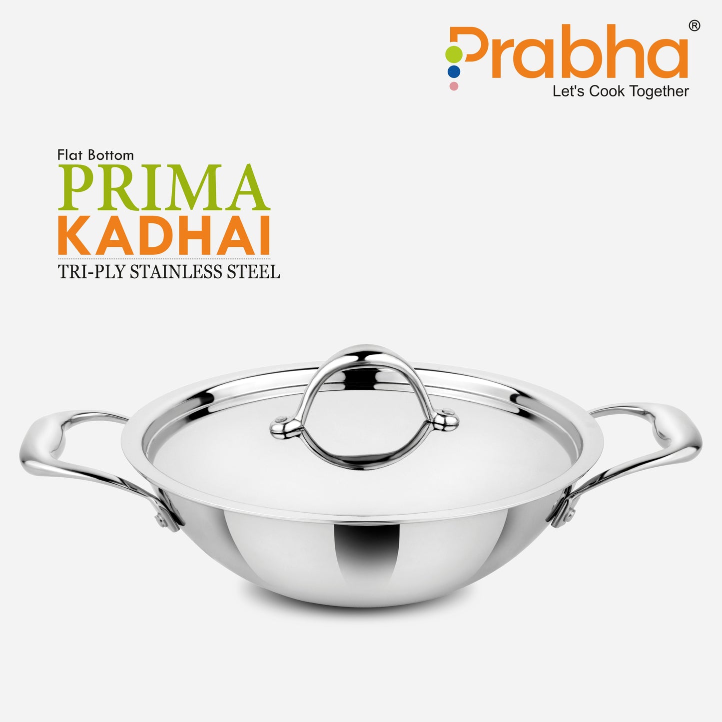 Buy Prima Triply Kadhai Flat Bottom With Lid - Prabha