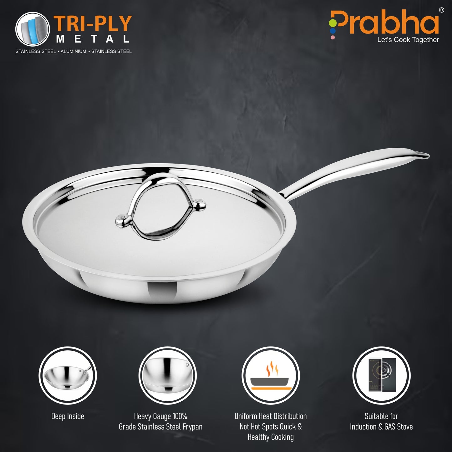 Prima Triply Frypan With Lid