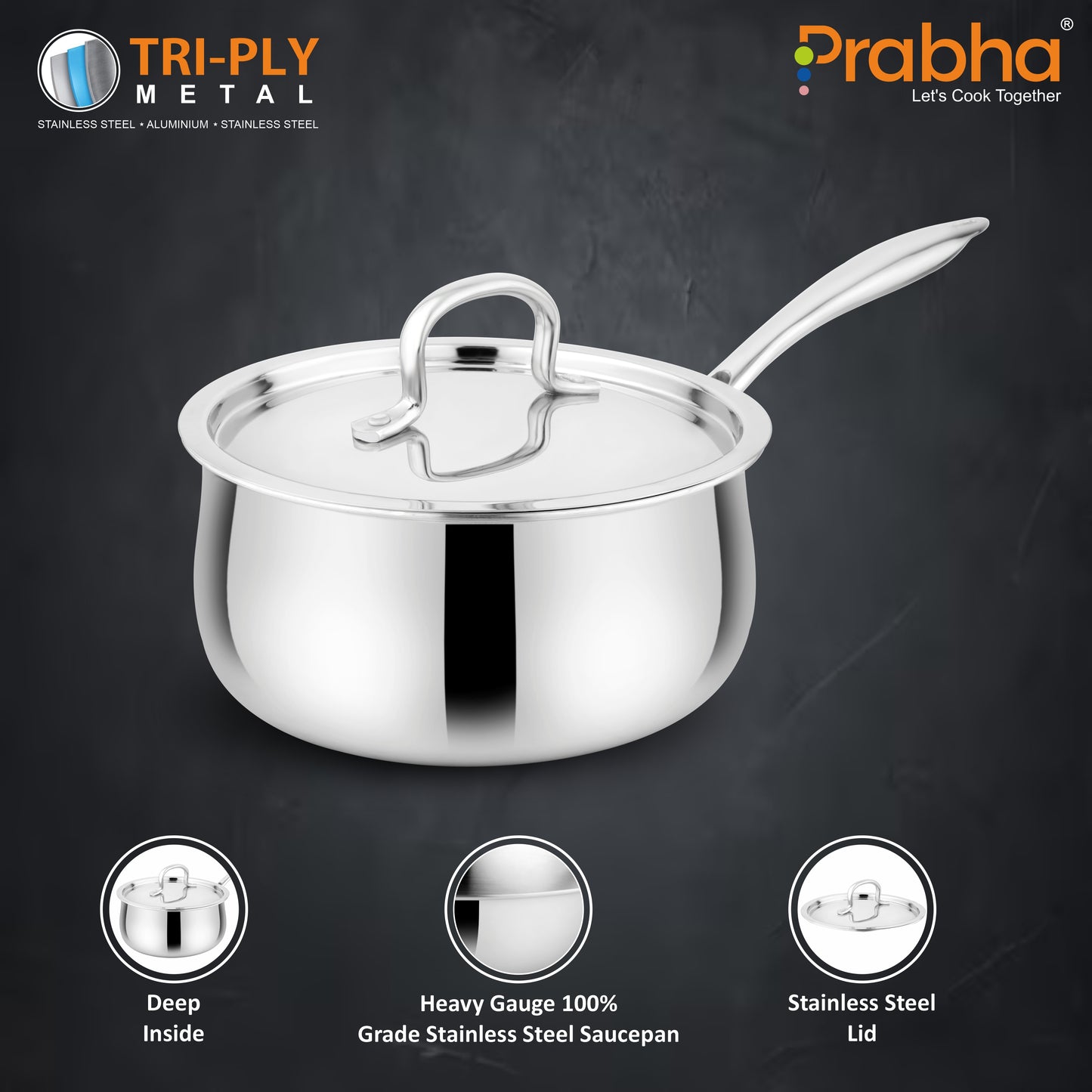 Prima Triply Kalash Saucepan With Lid