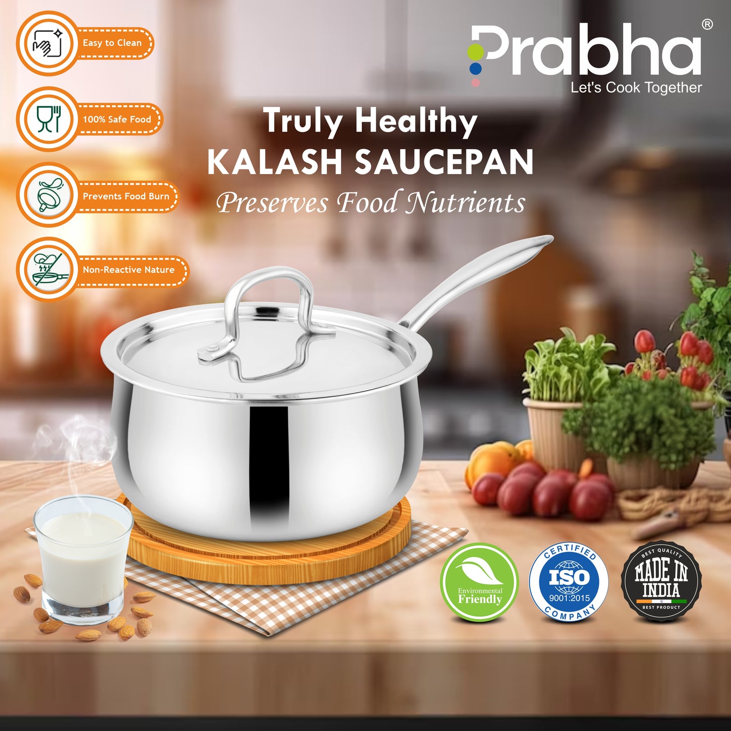 Prima Triply Kalash Saucepan With Lid