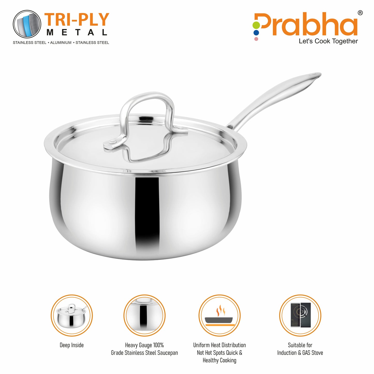 Prima Triply Kalash Saucepan With Lid