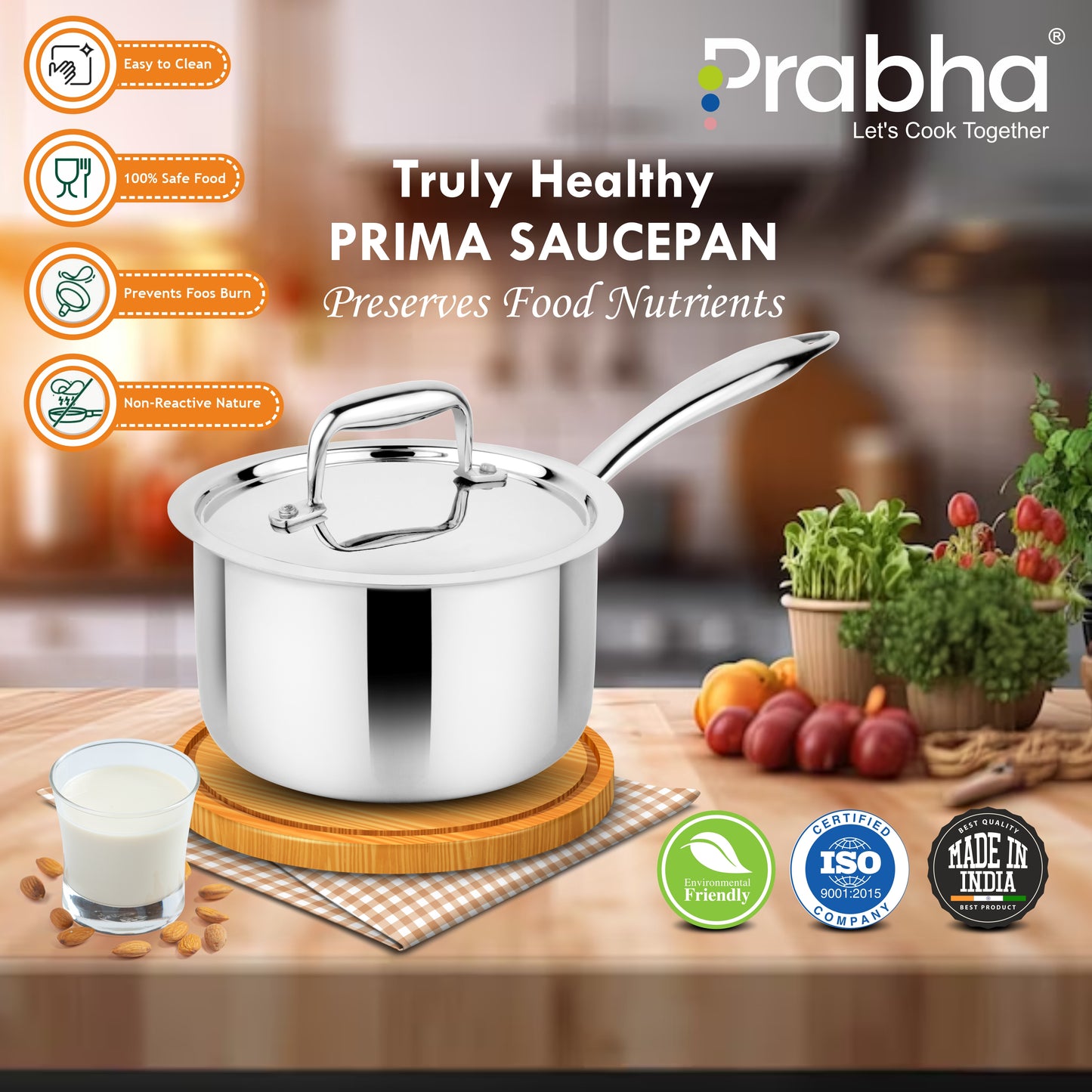 Prima Triply Saucepan With Lid