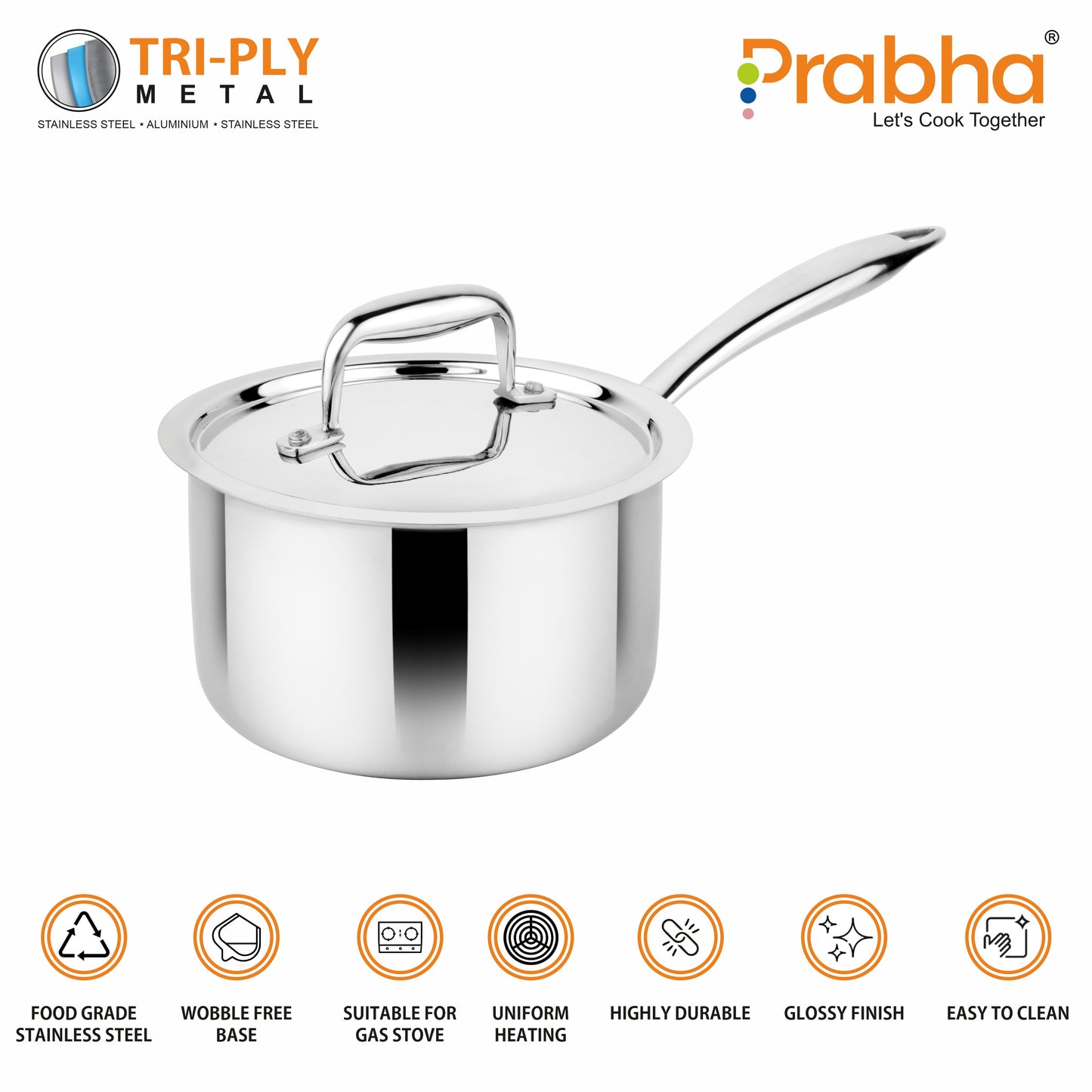 Prima Triply Saucepan With Lid