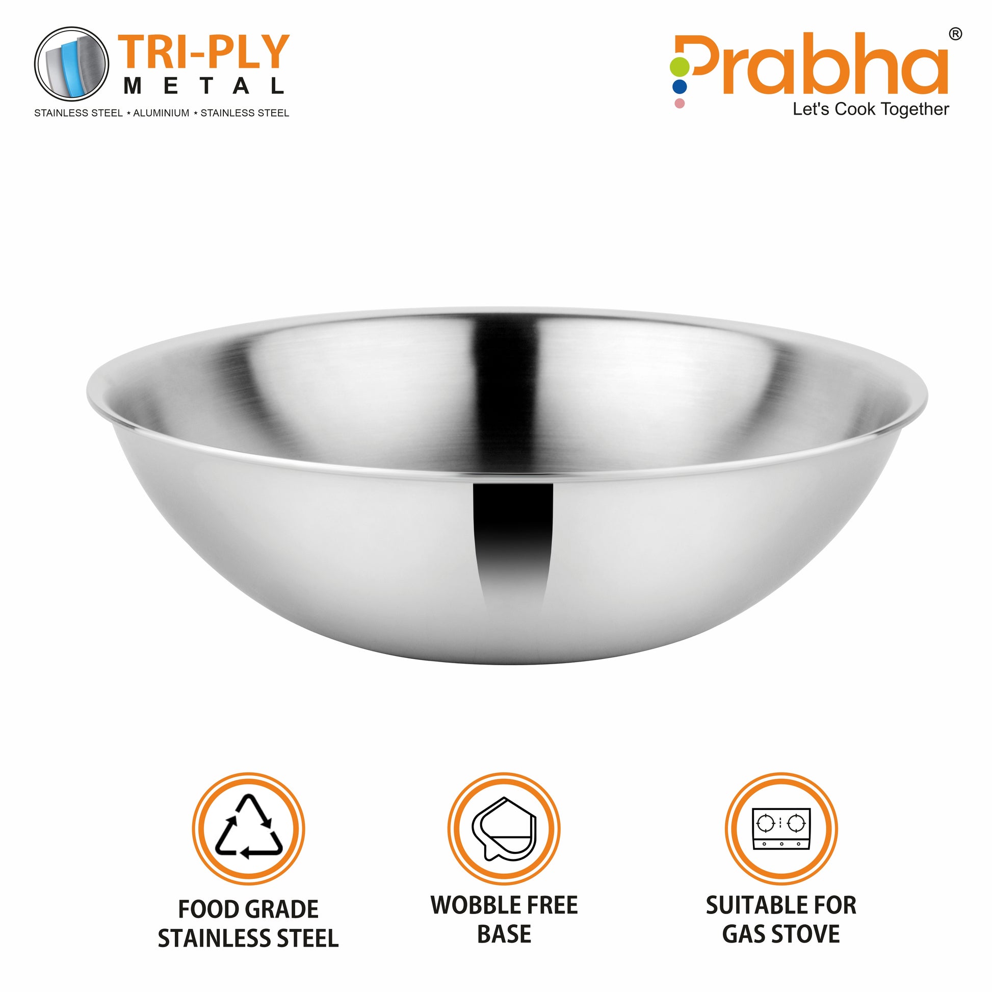 Prima Triply Tasla Flat Base Without Lid